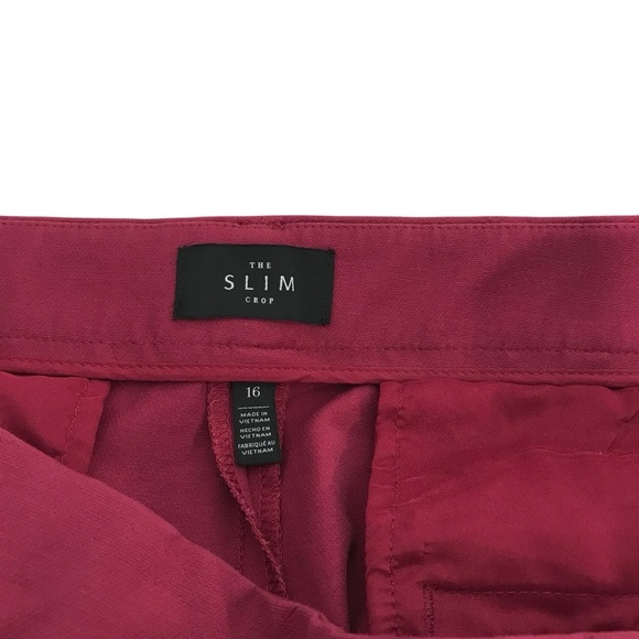 White House Black Market WHBM Women’s Pants The Slim Crop Pockets Maroon Size 16 - Picture 3 of 4